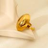 18K Gold Plated Oval Open Ring - Minimalist, Waterproof, Polished Stainless Steel Jewelry for Women