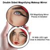 Mini přenosné skládací cestovní zrcátko LED lehké make-up zrcátko Kompaktní zrcátko 10X zvětšení 2stranné kulaté zrcátko pro krásu