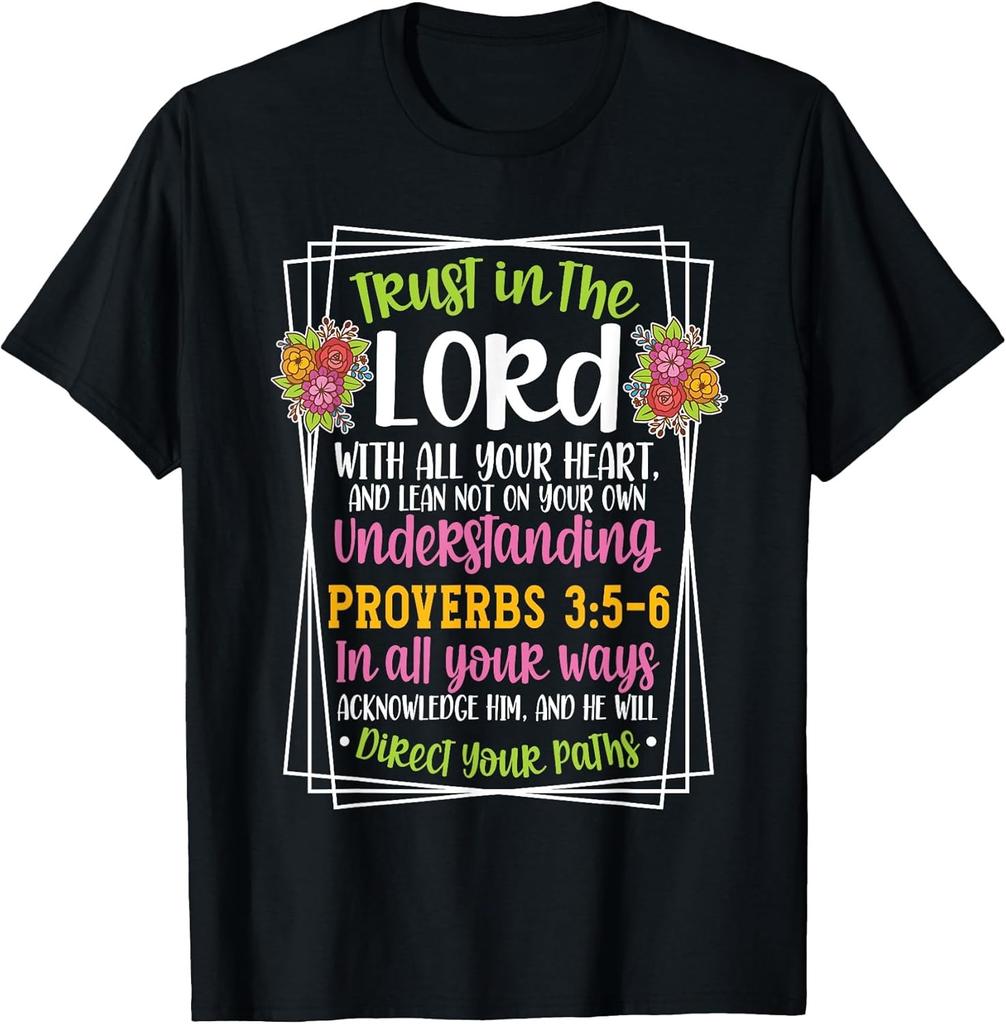 Proverbs 3:5-6 Bible Verse Religious Christian Gift Cotton Tee - MADE IN USA