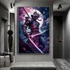 Japanese Anime Samurai Sakura Warrior Figures at Sunset Art Painting Wall Canvas Posters Prints for Room Home Decor Frameless