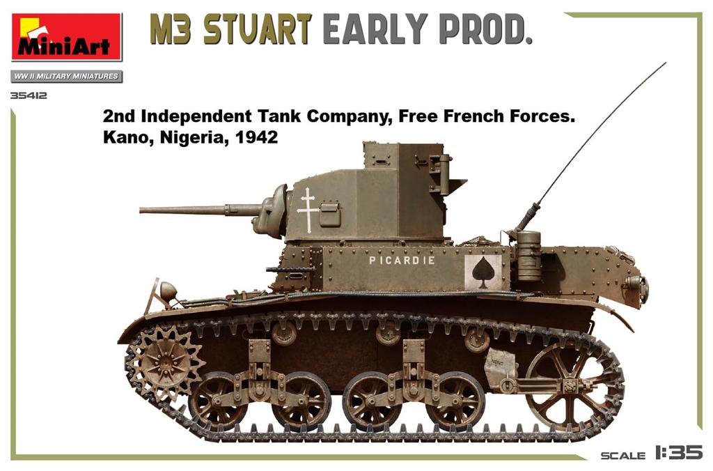 Miniart France M3 Stuart Early Type Plastic Model MA35412 1/35