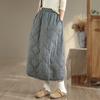 Faldas de algodón acolchadas de talla grande, de cintura alta, vintage, para primavera, otoño e invierno, informales, sueltas, largas, para mujer