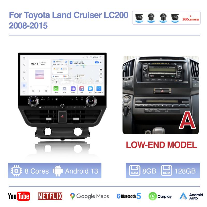 19.8" Carplay For Toyota Land Cruiser LC200 2008-2015 Car Multimedia Video Player GPS Navigation Radio Android Auto 4G 360camera