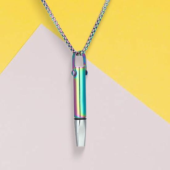 Mindfulness Breathing Necklace Stainless Steel Anxiety Breathe Necklace for Women Men Meditation Tuning Whistle Necklace for Stress Relief