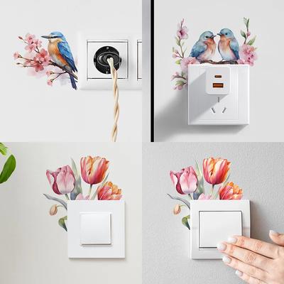 Çiçek Anahtarı Çıkartmaları Yeşil Yapraklar Bitkiler Duvar Stickerı Tropikal Anahtar Duvar Kağıdı Kendinden Yapışkanlı Duvar Çıkartmaları Kendin Yap Ev Dekoru