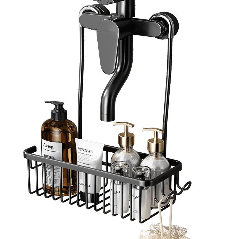 Punch-Free Bathroom Shelf & Shower Head Hanging Basket for Shampoo and Shower Gel Storage