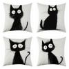 New Quirky Cat Linen Pillowcase, Simple Four-piece Set with Labels