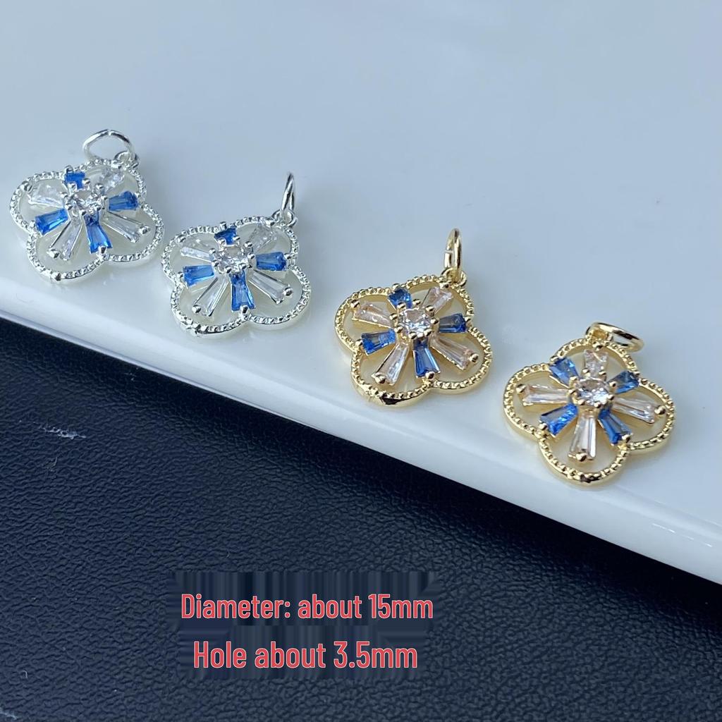 2025 New Minimalist French Full Diamond Four-Leaf Clover Handmade Crystal DIY Jewelry Accessories