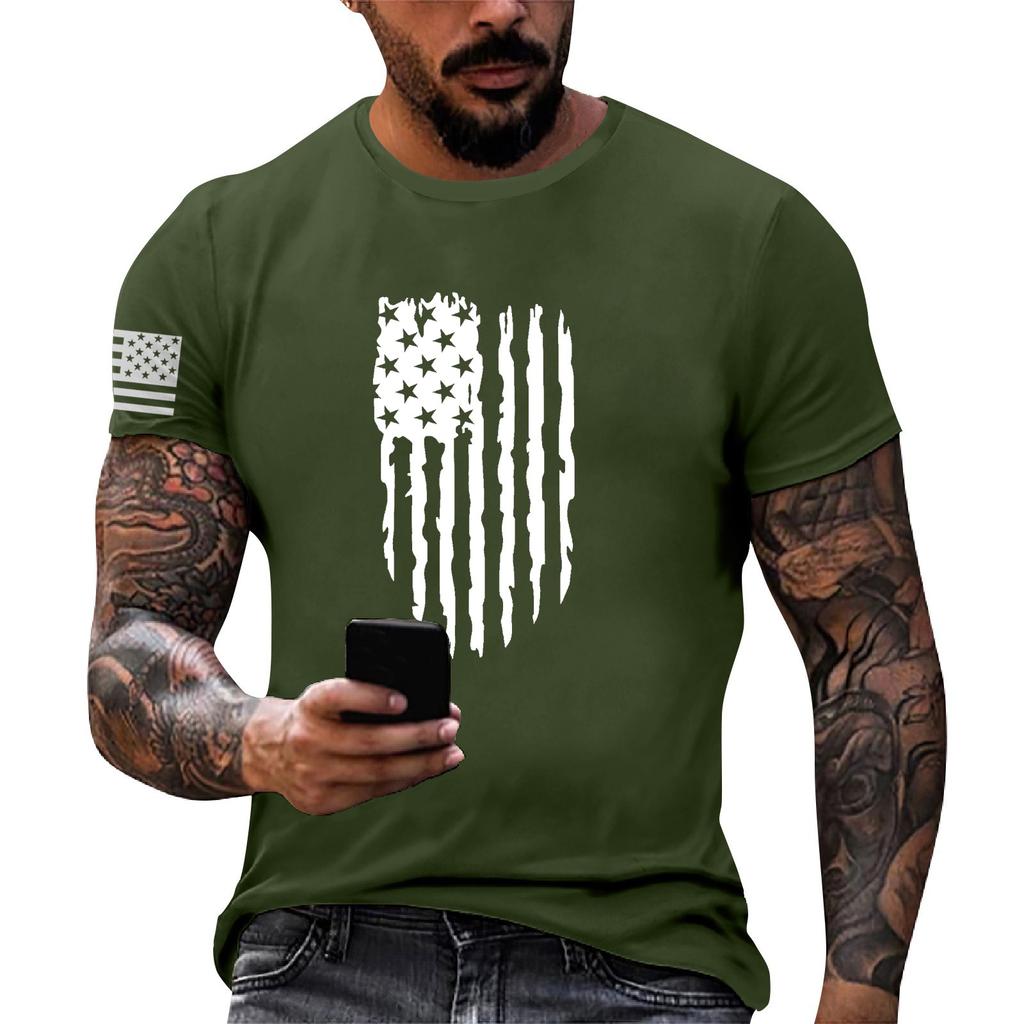 Summer Men's Popular T-shirt Printed Round Neck Short Sleeve T-shirt