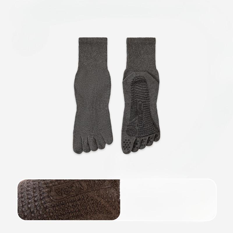 Herrhöst Bomull Svettabsorberande Silikon Halkfria Sport Fitness Pilates Yoga Femfinger Rörstrumpor