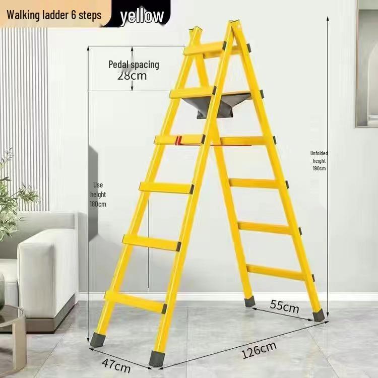Thickened Carbon Steel Folding A-frame Ladder: Multi-purpose for Household, Electrician, Welding, Decoration, and Engineering.