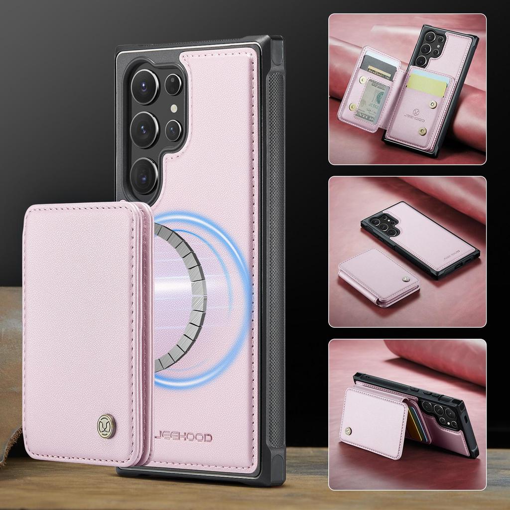 JEEHOOD-J05 for Samsung Galaxy S26 Ultra S25 S24 Plus FE Removable 2-in-1 Separable Flip Wallet Premium PU Leather Case Card Holder Phone Back Cover