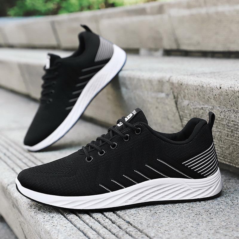 Shoes Men's New Sports Shoes Men's Large Size Soft-soled Men's Shoes Flying Woven Breathable Casual Shoes Shallow Mouth Versatile Single Shoes
