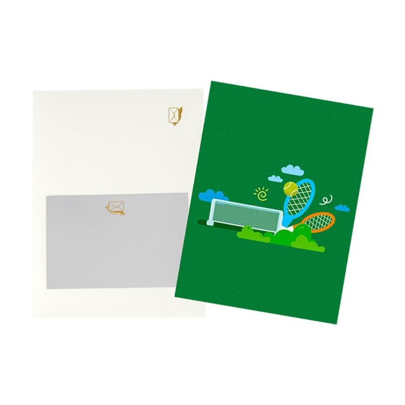 Tennis Theme 3D Greeting Card Happy Birthday Card with Envelope Creative Fathers Day Gift for Dad Grandad Husband