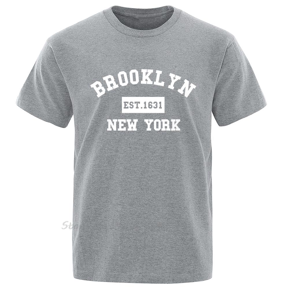 Brooklyn Est 1631 New York Letter Print Oversized Tshirt Casual Fitness T Shirt Streetwear Unisexs Clothing Casual Cotton Tshirt