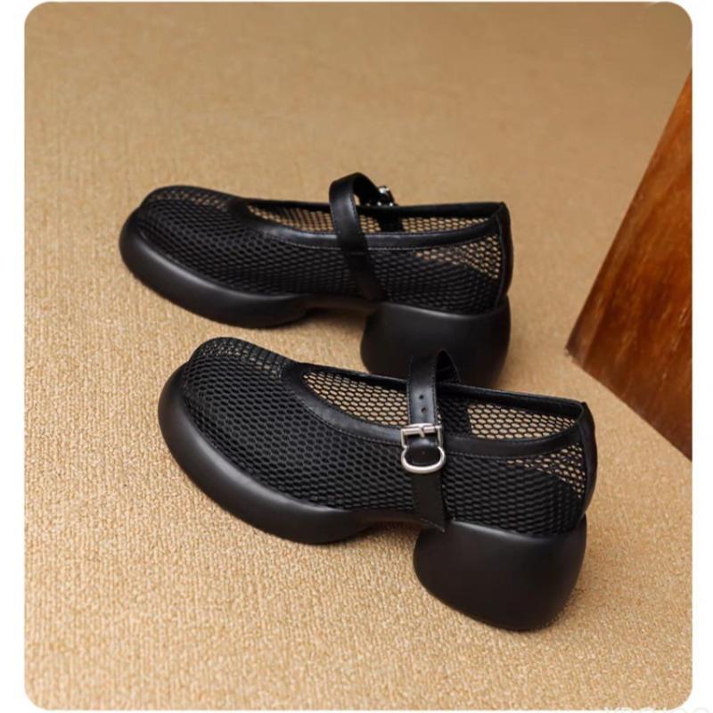 Fashion Female Baotou Thick Sole Mesh Single Shoes Buckle Summer New Fashionable Versatile Shoes Lightweight Breathable Women's Sandals