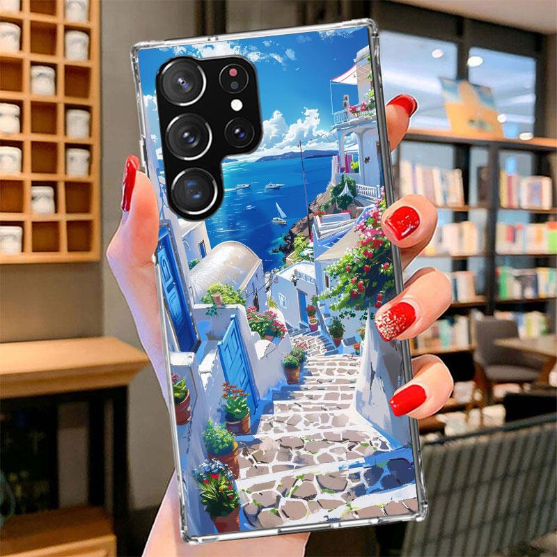 Griechenland im Sommer Santorini Handyhülle für Samsung Galaxy S26 S25 Edge S24 Ultra S23 S22 Plus S21 S20 FE Weiche Hülle Galaxy