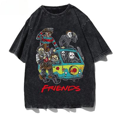 Horror Friends T-shirt męski O Neck Cool Summer T-shirty z krótkim rękawem Koszulki z krótkim rękawem Modne topy Czarne topy w dużych rozmiarach Odzież męska Topy