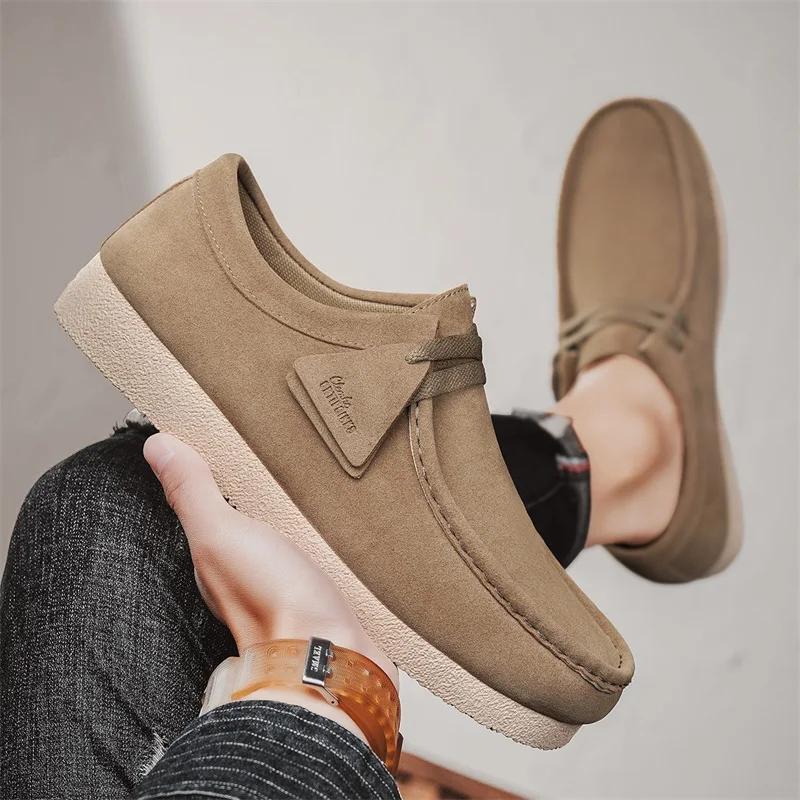 Herren Freizeit Schuhe Herbst Wildleder Arbeitschuhe Herren Slip-On Bequeme Flache Schuhe Sneaker Plateau Britische Business Party Anzugschuhe