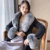 Natural Real Fox Fur Collar Cuff Set Winter Women Warm Scarf Genuine Fur Trimming For Parka Coat Hood Luxury Fluffy Decor Shawl
