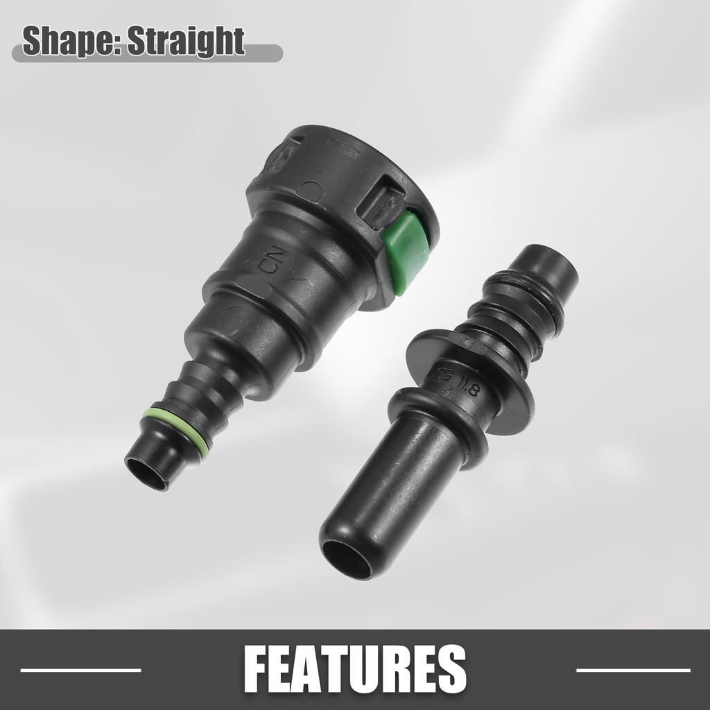 A ABSOPRO Car Fuel Line Hose Quick Release Connector Kit Straight 11.8mm SAE To 5/16" 8mm Hose Plastic Green