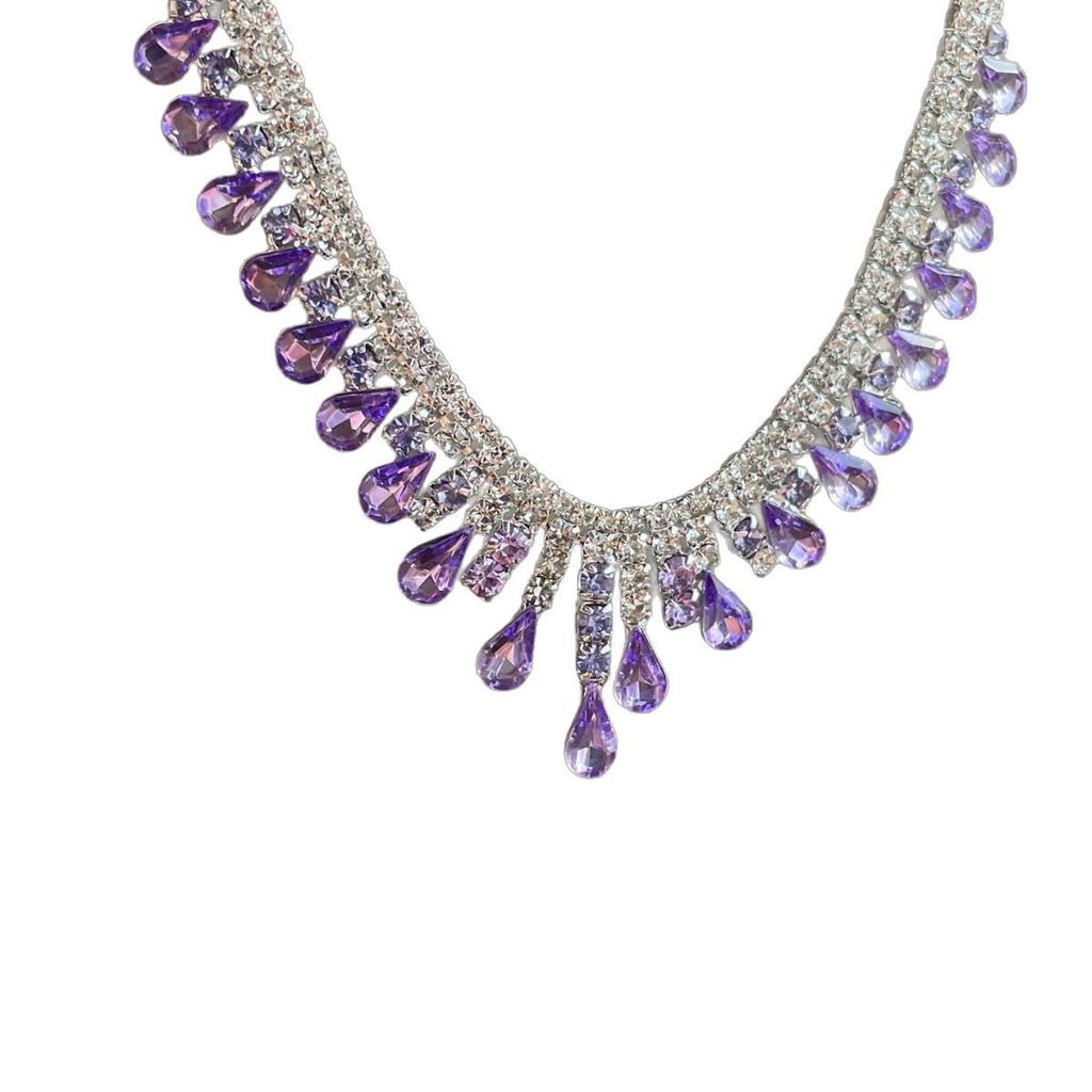 Strass Tropfen Quasten Ohrringe & Halskette Set - Luxuriöse High-End Schlüsselbeinkette für Frauen