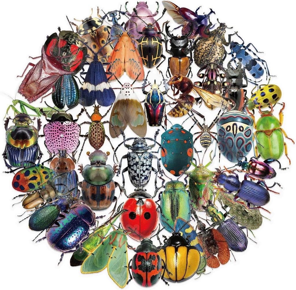 PET Transparent Insect Realistic Nature Decals for DIY Water Phone Laptops 50-Pack Stickers, Waterproof, Scrapbooks, Crafts, Albums, Journals,