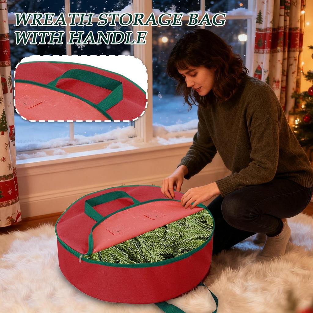 Wreath Storage Sturdy Carry Handle Containers 600D Oxford Christmas Wreath Storage For Christmas Clothes Ornament Packing