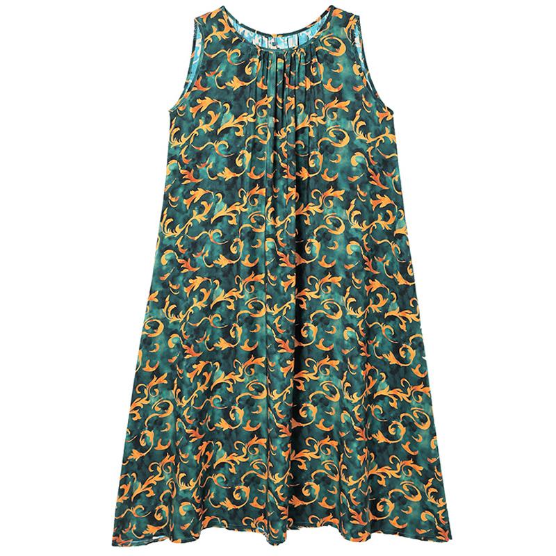 Vestido de Verano Elegante para Mujer de Talla Grande Casual Suelto Sin Mangas Vestido Largo Ropa Femenina Vintage