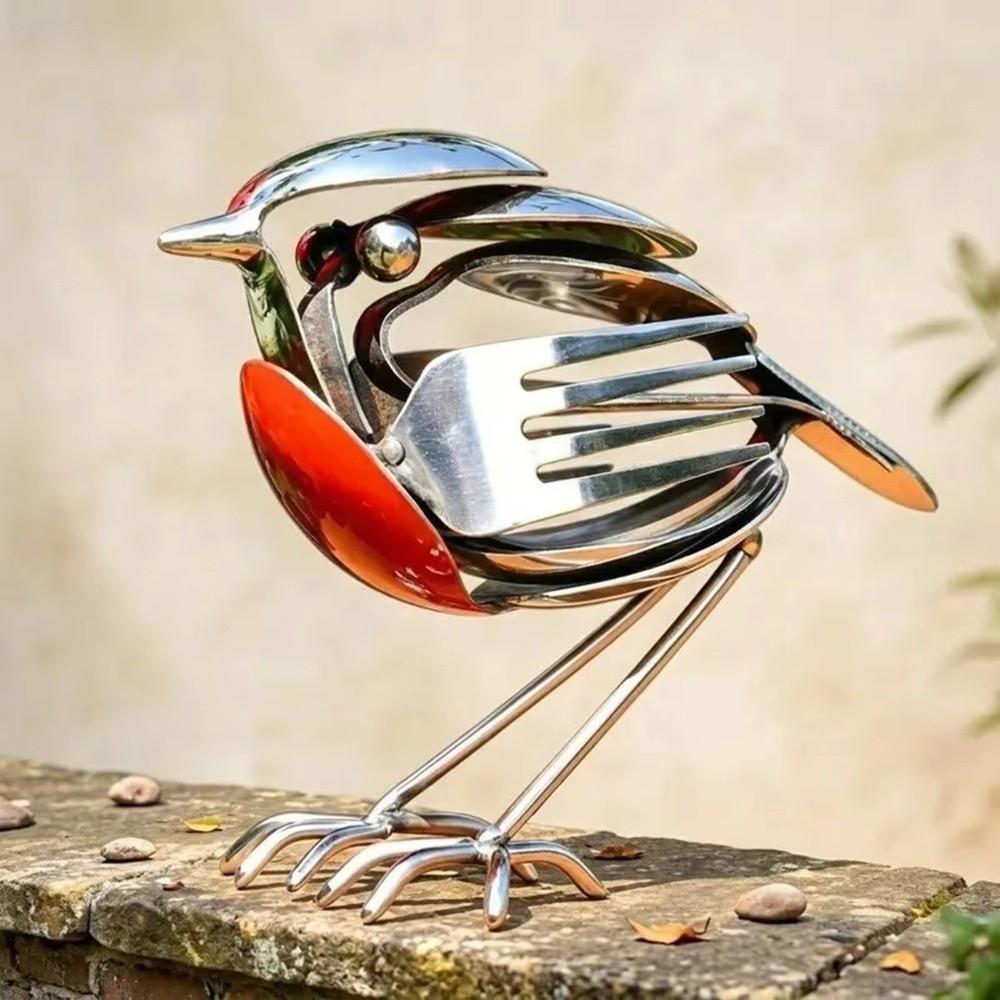 Handmade Scrap Metal Bird Statue Eco-friendly Recycled Bird Ornament Bird Art Figurine  Home Decor