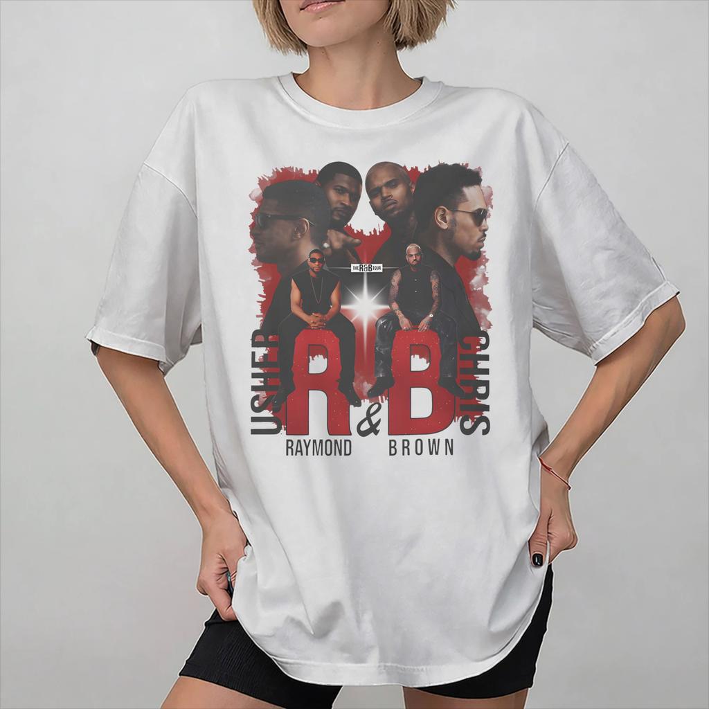 Graphic Printing Chris Brown Ushers RB Tour 2026 T Shirt for Unisex Women Pure Cotton Tshirts Short Sleeve Clothing
