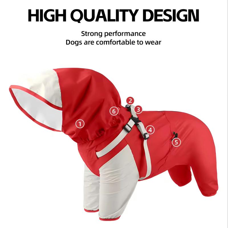 Pet Dog Waterproof Coat Puppy Hooded Jacket for Rainy Day Outdoor Dog Raincoat Reflective Clothes for Small Medium Large Dogs