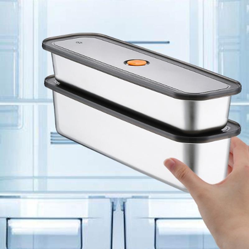 Leakproof Rectangular Meal Preps Container Steel Bacons Tray with Airtight Lid Easy Cleaning For Meal Storage Organizers