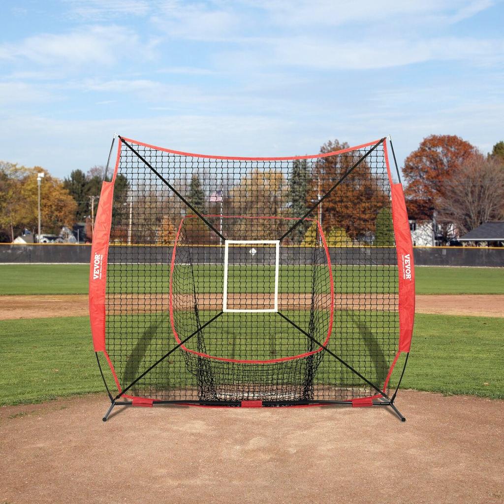 7x7 Ft Baseball Softball Practice Net, Portable Baseball Training Net for Hitting Batting Catching Pitching, Backstop Baseball Equipment Training Aids