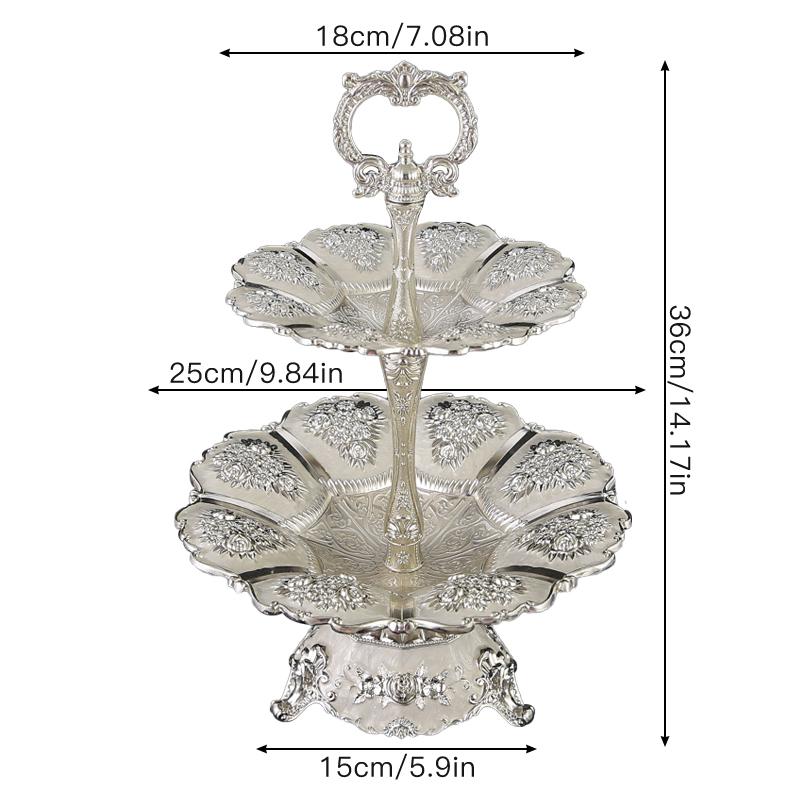 

1 Double Tray European Metal Style With Base Suitable For Compact Dishes Snacks Snacks Exquisite Tabletop Crafts