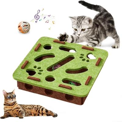 Creative Pet Puzzle Track Felt Funny Cat Teasing Box Household Bell Maze Box Kitten Track Ball Cats Physical Exercise