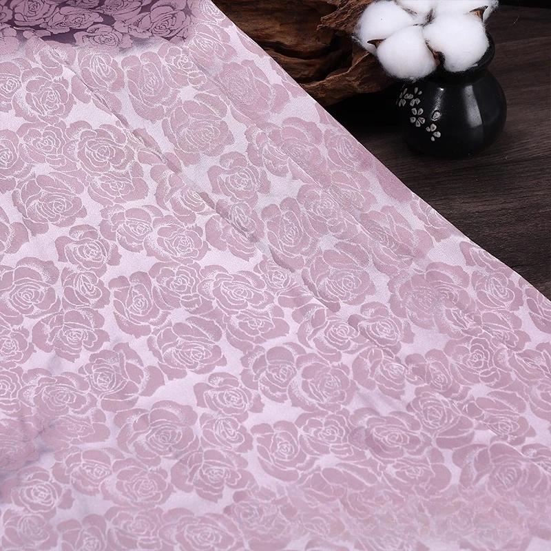 Wide 150cm Rose Jacquard Fabric for Needlework Cheongsam Dress Pajamas Costume Diy Sewing Soft Micro Elastic Cloth
