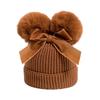 Double Ball Bow Cross-border Preferred Baby Hat Yarn Children's Hat Thickened Baby Hat Children's Knitted Hat
