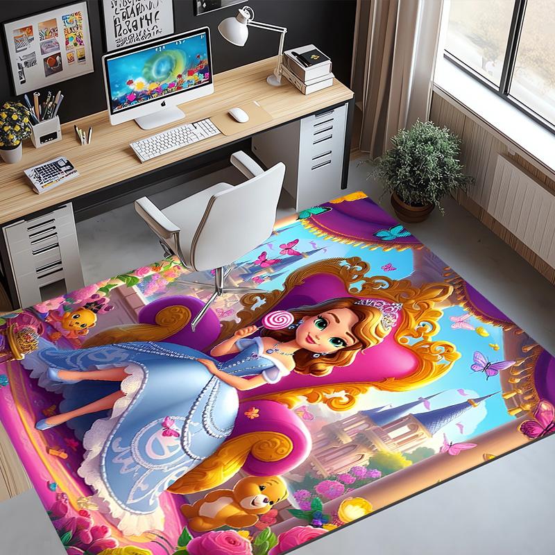 Sofia the First Pattern Rug, Indoor/Outdoor Mat, for Picnic, Gameroom, Bedroom, Office, Living Room, Home Decor Carpet, Birthday Gift