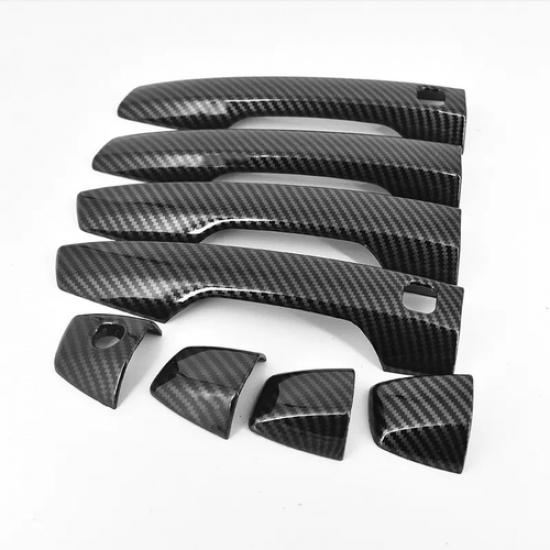 Carbon Fiber Car Side Door Handles Cover Trim For Mitsubishi Outlander -2024