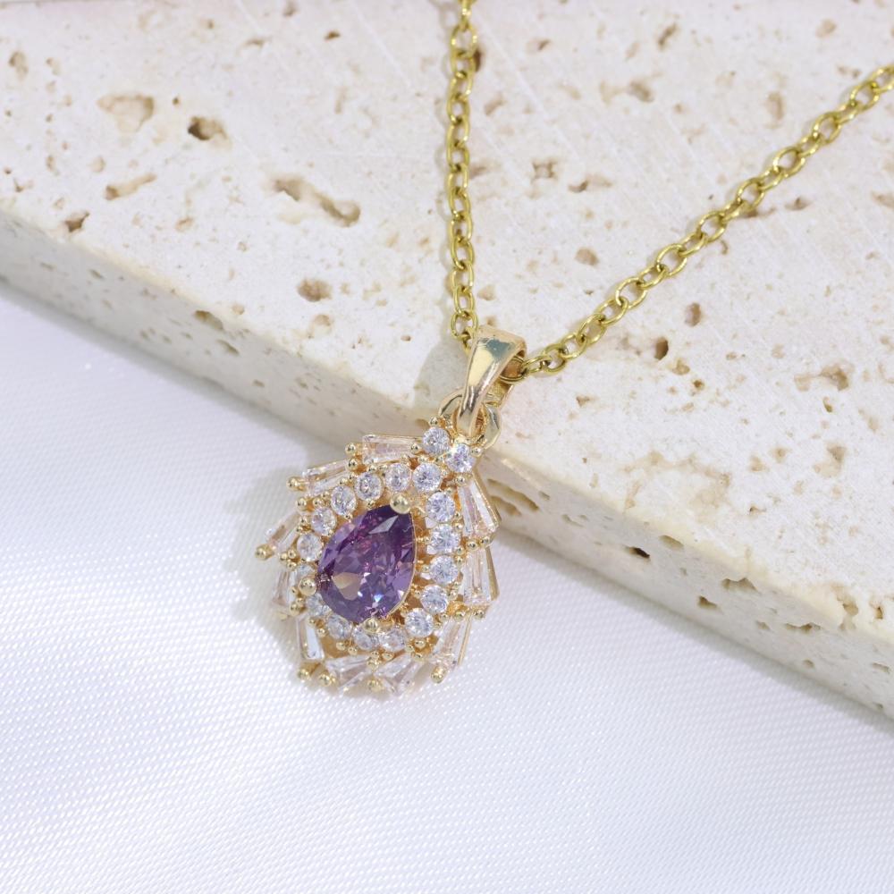 Luxury Drop Shape Pendant Necklaces for Women Fashion Zirconia Necklace Wedding Party Jewelry Accessories