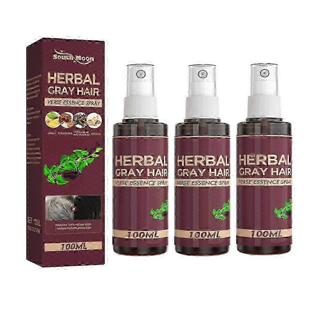 3pcs Herbal Gray Hair Care Spray, Polygonum Multiflorum & Herb Extract, Strengthen & Moisturize Hair