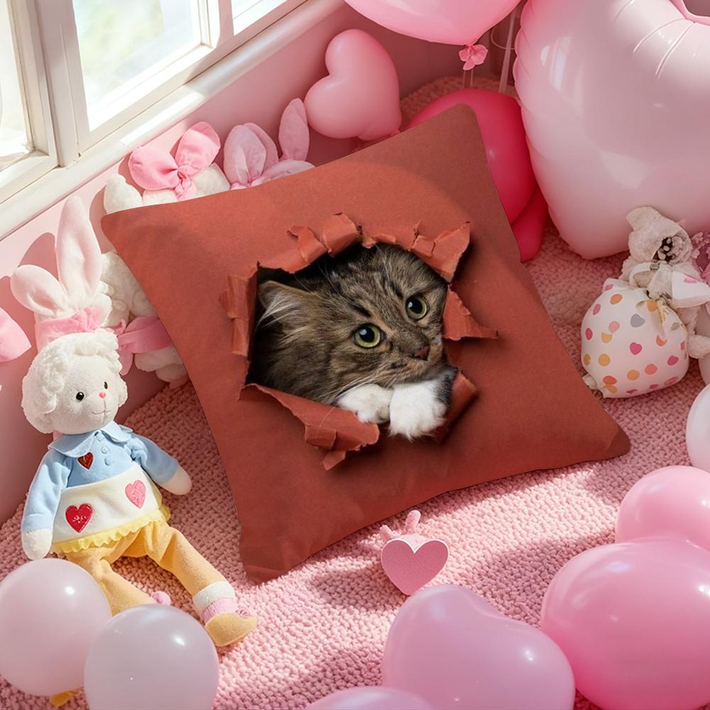 Cute Naughty Cute Cats Dogs Cushion Cover Pattern Printed Pillowcase for Living Room Sofa Cushion Cover & Bedroom Decor