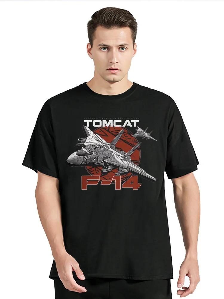 F-14 Tomcat Fighterjet Classic Round Collar T-Shirt Top Gun Maverick Film Cotton Classic T Shirt Men Clothing Oversized Tshirt