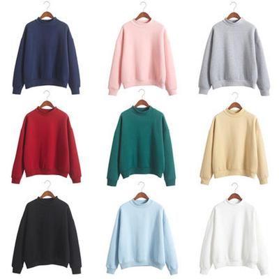 Women's Korean Plus Velvet Solid Color Sweater: Autumn/Winter High Collar Loose Baseball Jacket