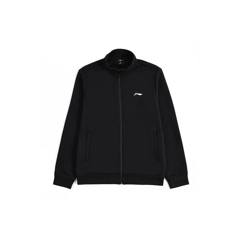 Li Ning Simple Casual Loose Sports Cotton Versatile Stand Collar Cardigan Sweatshirt Men Sweatshirt Black AWDVP57-2