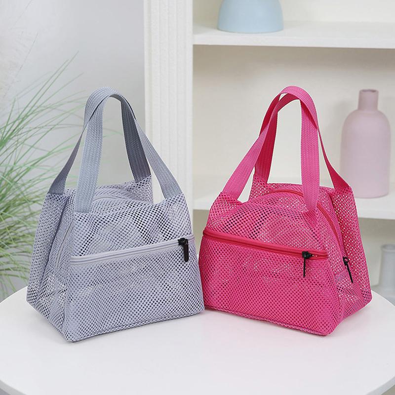 Torba siatkowa w jednolitym kolorze, podróżna kosmetyczka, duża pojemność, kosmetyczka, przenośne torby do przechowywania na sport, pływanie