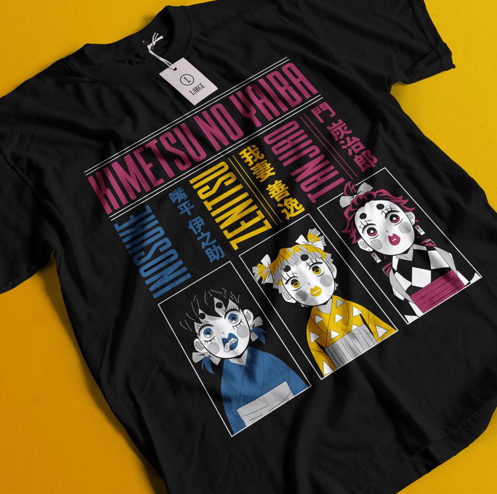 

Рубашка Истребитель демонов Футболка Нэдзуко Футболка Тандзиро Футболка Мудзан Дома Футболка Иноске Дзэницу XL