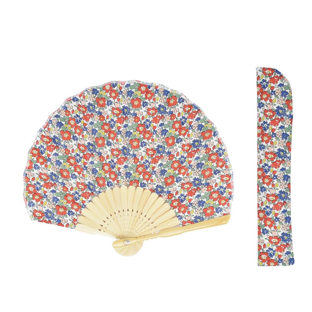 Onishi Ken Seihan LIBERTY Fan and Fan Case Gift Floral Set, Pattern, Red,  Ripple  SGF30-LIA01
