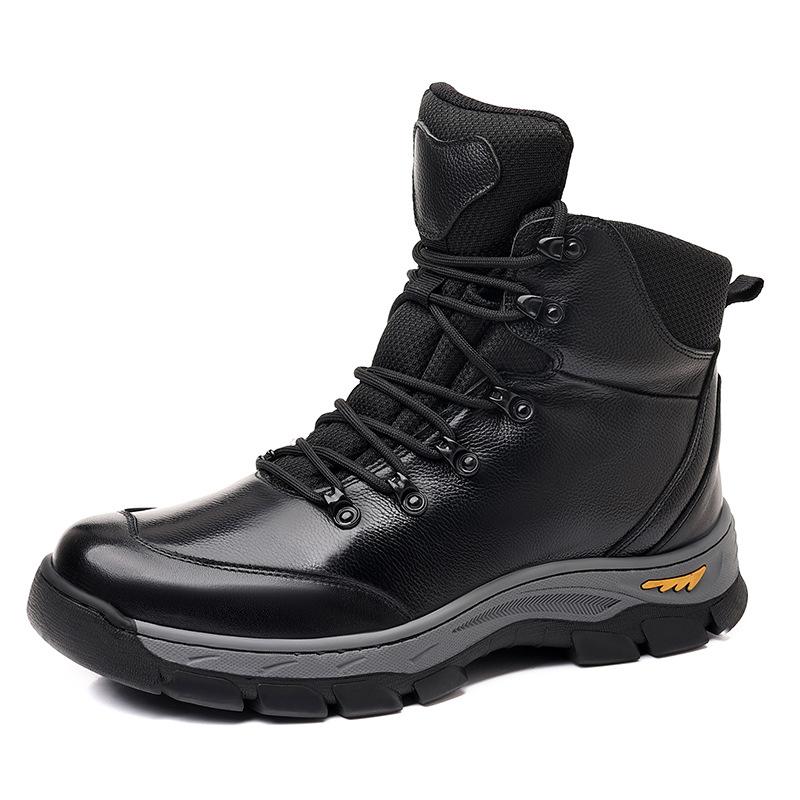 Winter cotton shoes men's first layer of cowhide warm and piled thickened fur integrated cotton leather shoes casual high-top snow boots